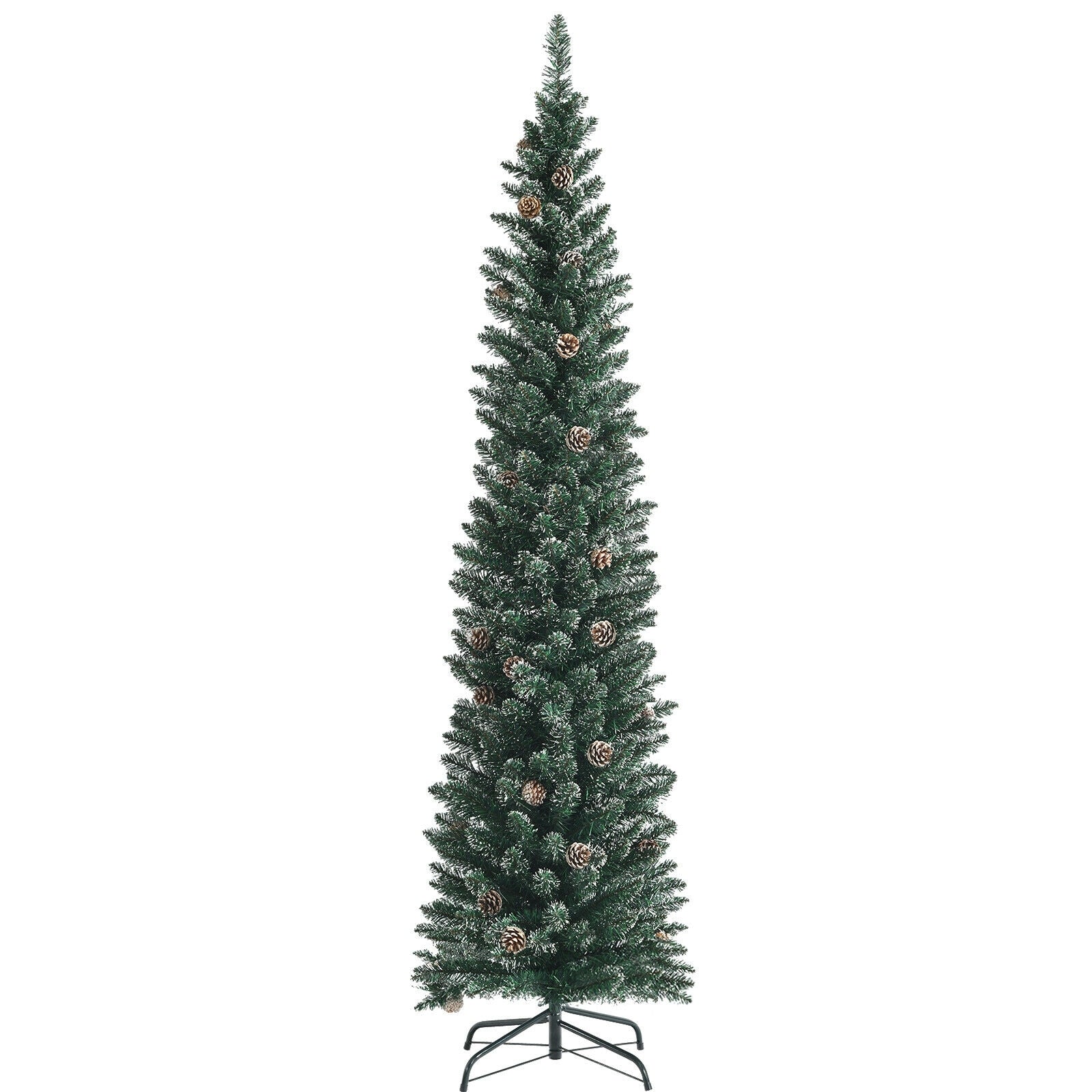 Artificial Pencil Christmas Tree With Pine Cones, 7 ft, Green Christmas Tree Green at Gallery Canada