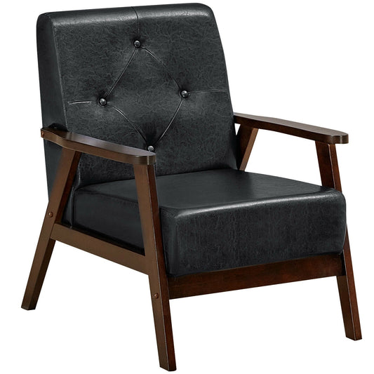 Classic Accent Armchair with Rubber Wood Legs and Armrests, Black at Gallery Canada