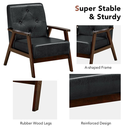 Classic Accent Armchair with Rubber Wood Legs and Armrests, Black - Gallery Canada