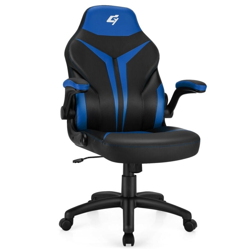 Height Adjustable Swivel High Back Gaming Chair Computer Office Chair, Blue - Gallery Canada