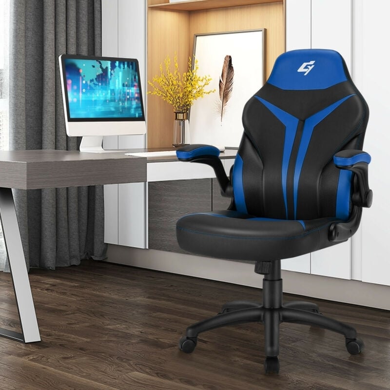 Height Adjustable Swivel High Back Gaming Chair Computer Office Chair, Blue - Gallery Canada