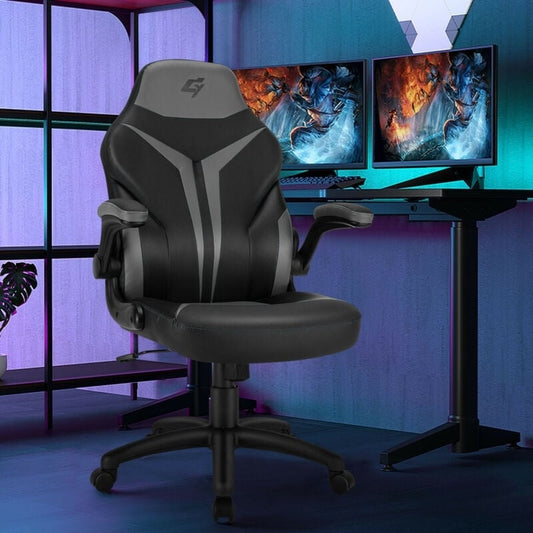 Height Adjustable Swivel High Back Gaming Chair Computer Office Chair, Gray - Gallery Canada