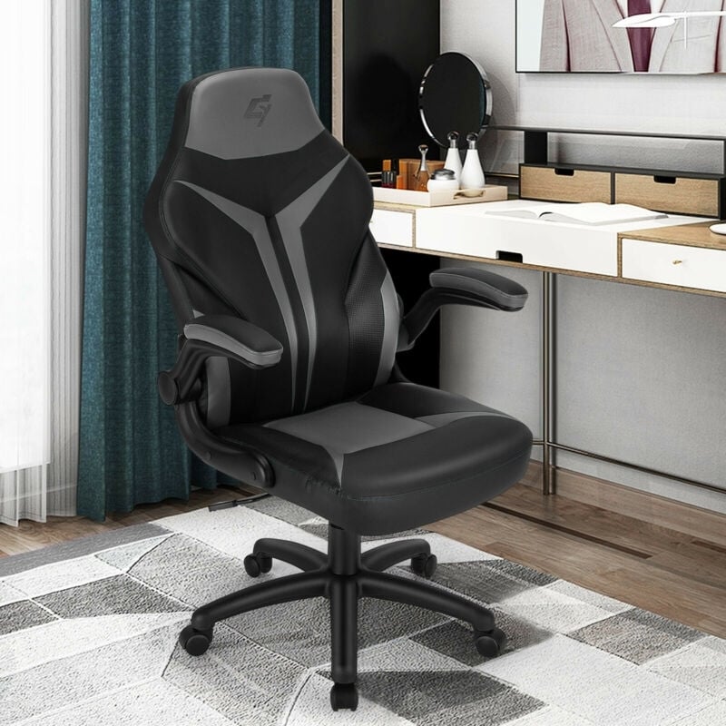 Height Adjustable Swivel High Back Gaming Chair Computer Office Chair, Gray at Gallery Canada