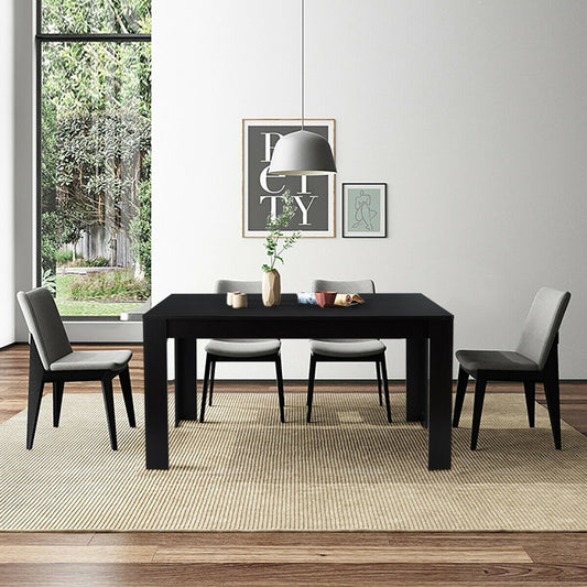 63 Inch Rectangular Modern Dining Kitchen Table for 6 People, Black - Gallery Canada
