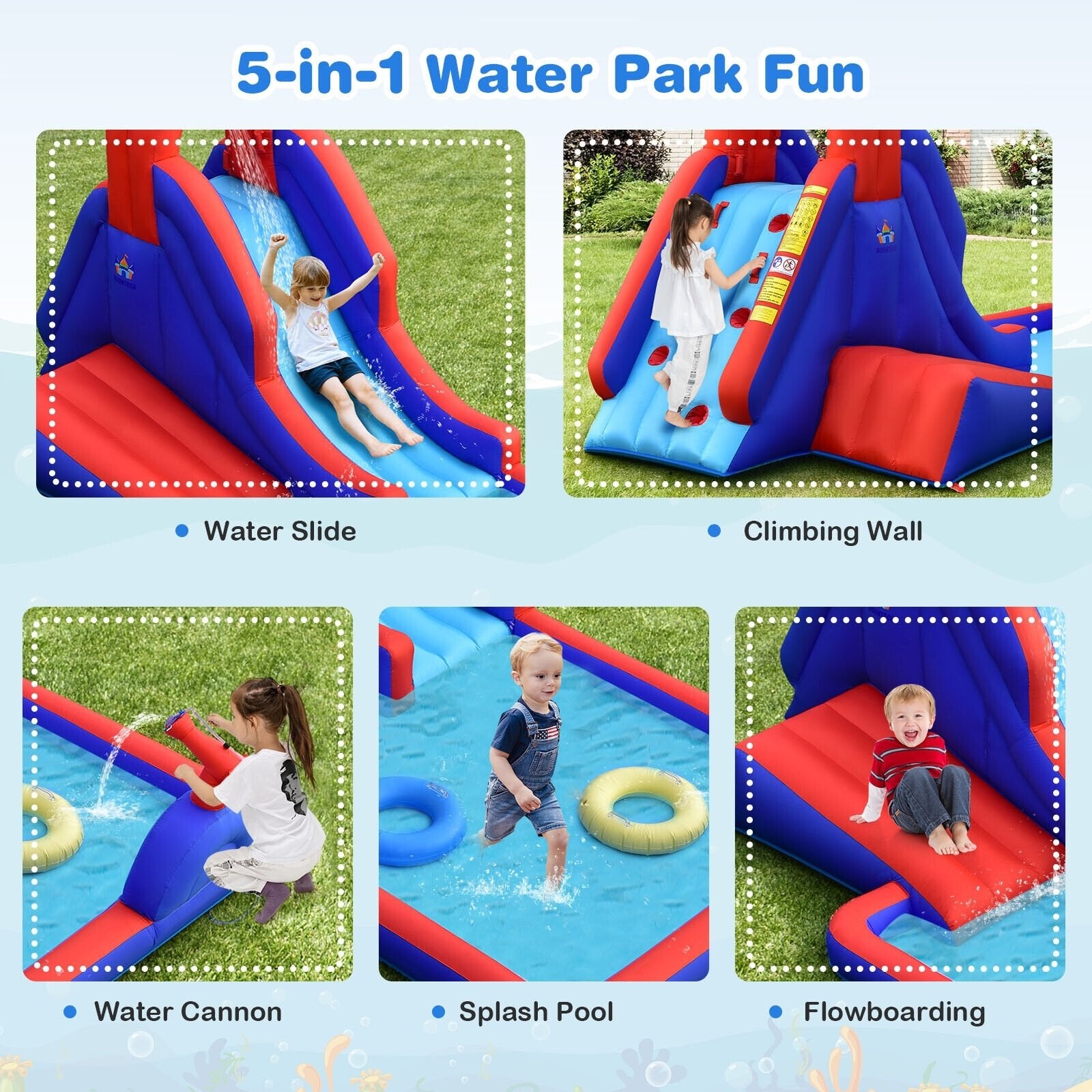 5-in-1 Inflatable Water Slide with Climbing Wall - Gallery Canada