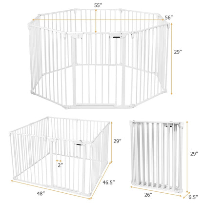 Adjustable  Panel Baby Safe Metal Gate Play Yard, White at Gallery Canada