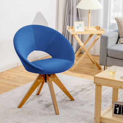 Swivel Accent Chair with Oversized Upholstered Seat for Home Office, Blue - Gallery Canada