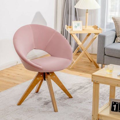 Swivel Accent Chair with Oversized Upholstered Seat for Home Office, Pink - Gallery Canada