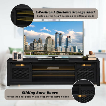 TV Stand Entertainment Center for TV's up to 65 Inch with Cable Management and Adjustable Shelf, Black - Gallery Canada
