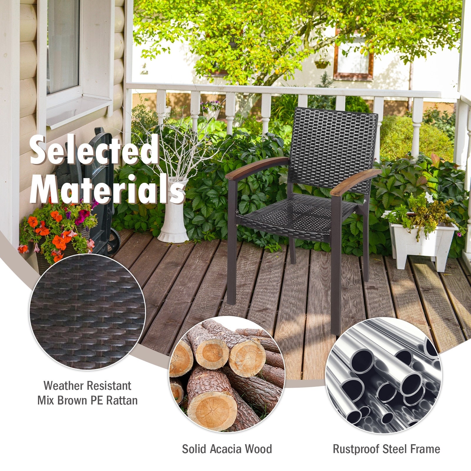 Outdoor Patio Wicker Dining Chairs, Set of 2 Patio Dining Chairs at Gallery Canada