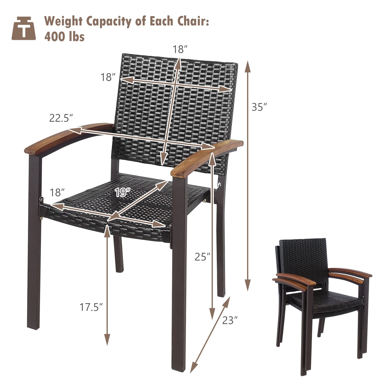Outdoor Patio Wicker Dining Chairs, Set of 2 Patio Dining Chairs at Gallery Canada