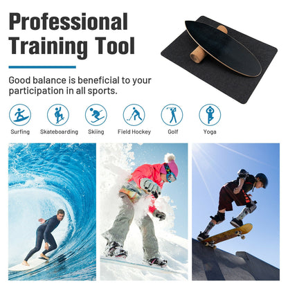 Wooden Balance Board Trainer Wobble Roller for Exercise Sports Training, Black Yoga Accessories at Gallery Canada