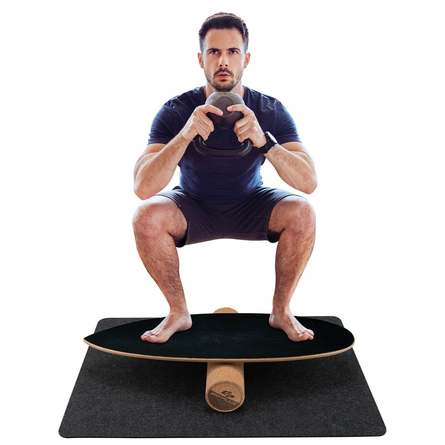 Wooden Balance Board Trainer Wobble Roller for Exercise Sports Training, Black Yoga Accessories at Gallery Canada