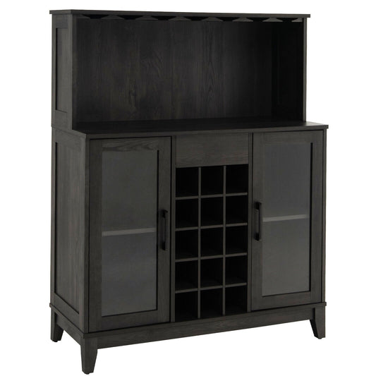 Storage Bar Cabinet with Framed Tempered Glass Door, Black - Gallery Canada