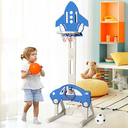 3-in-1 Basketball Hoop for Kids Adjustable Height Playset with Balls, Blue at Gallery Canada
