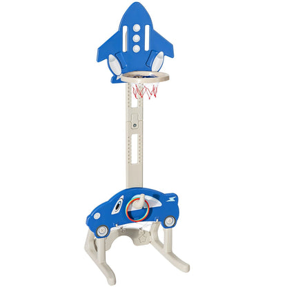 3-in-1 Basketball Hoop for Kids Adjustable Height Playset with Balls, Blue at Gallery Canada