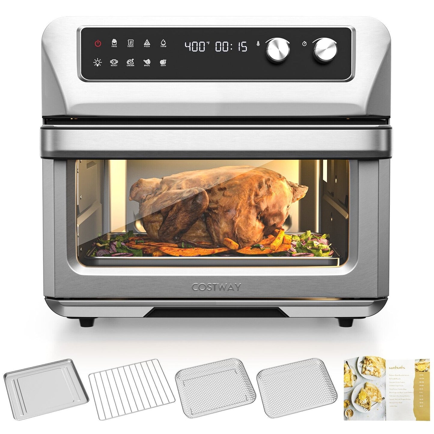 8-in-1  Convection Air Fryer Toaster Oven with 5 Accessories and Recipe, Silver at Gallery Canada