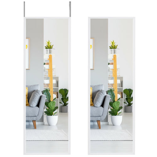 Full Length Metal Door Mirror, Adjustable Hook, White