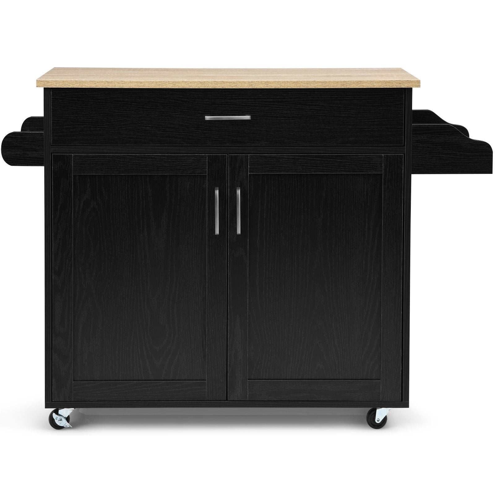 Rolling Kitchen Island Cart with Towel and Spice Rack, Black - Gallery Canada
