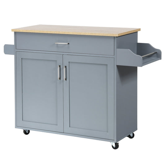 Rolling Kitchen Island Cart with Towel and Spice Rack, Gray - Gallery Canada