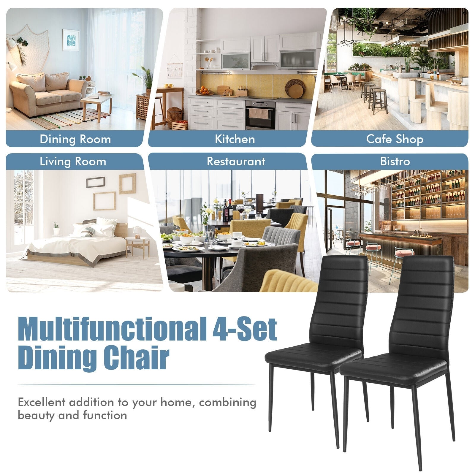4 Pieces Modern Leather Dinning Chairs Set with Metal Frame Dining Chairs at Gallery Canada