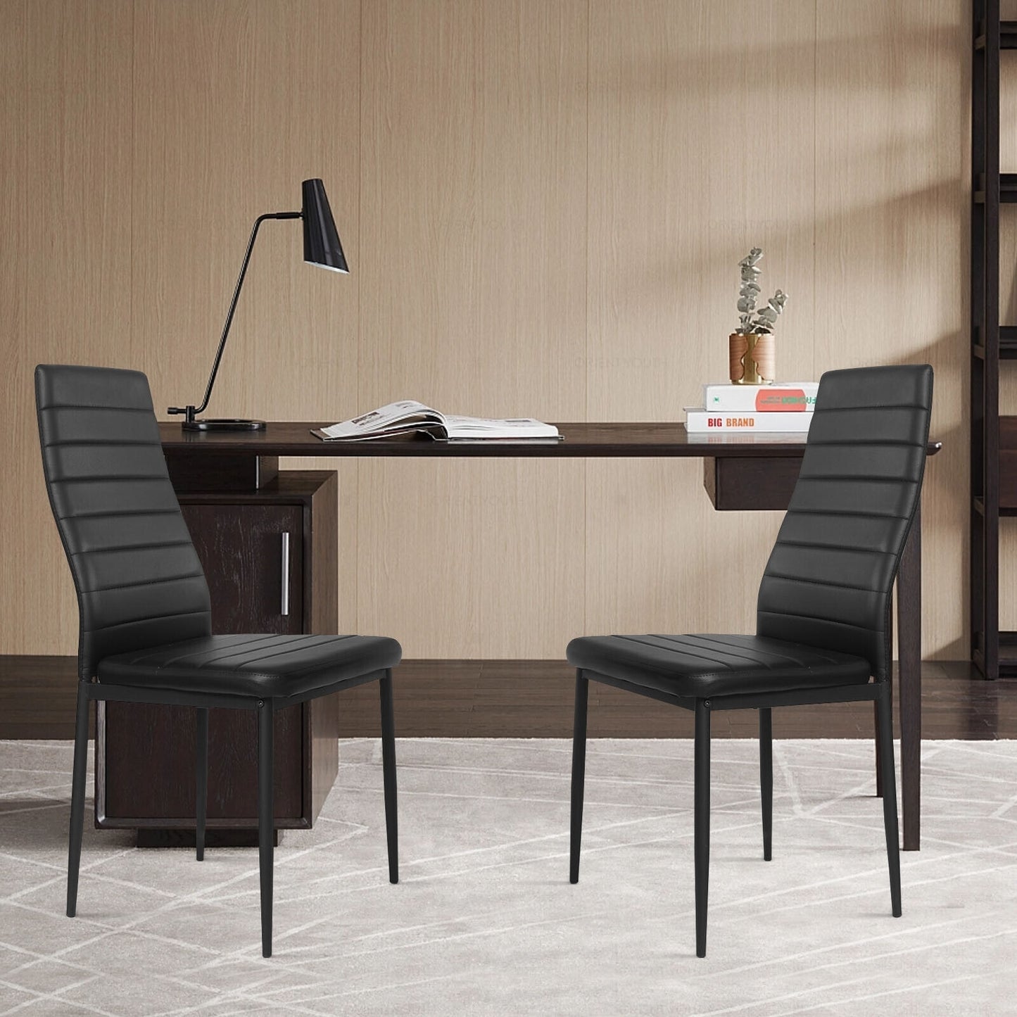 4 Pieces Modern Leather Dinning Chairs Set with Metal Frame Dining Chairs at Gallery Canada