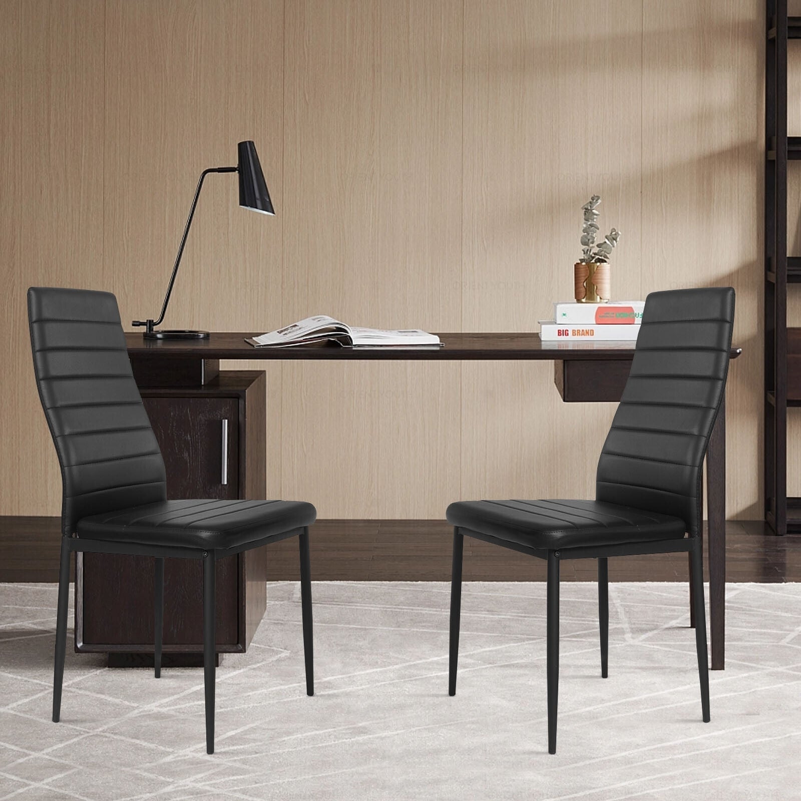 4 Pieces Modern Leather Dinning Chairs Set with Metal Frame Dining Chairs at Gallery Canada
