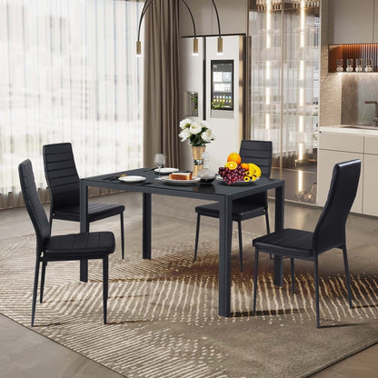 4 Pieces Modern Leather Dinning Chairs Set with Metal Frame Dining Chairs at Gallery Canada