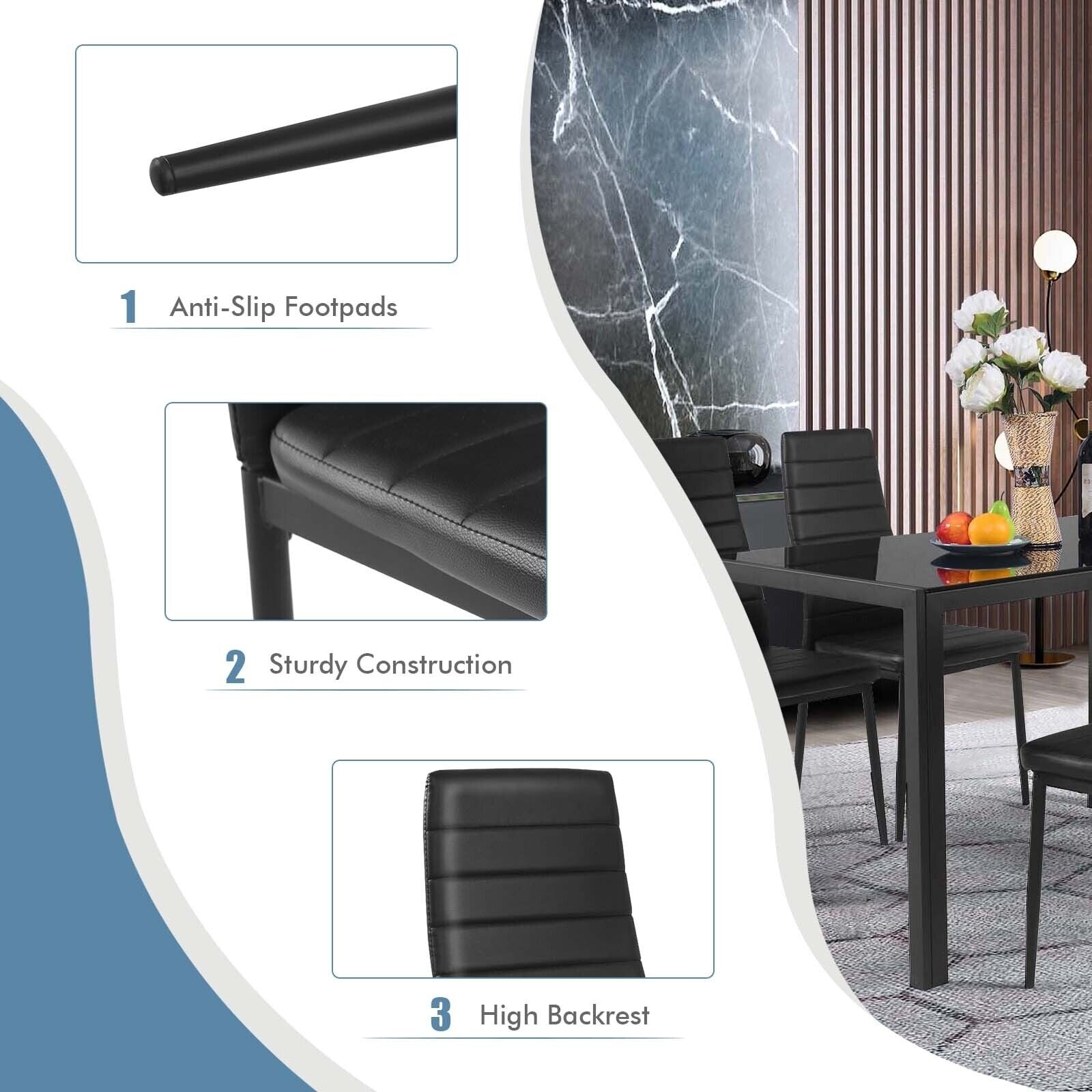 4 Pieces Modern Leather Dinning Chairs Set with Metal Frame Dining Chairs at Gallery Canada