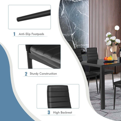 4 Pieces Modern Leather Dinning Chairs Set with Metal Frame Dining Chairs at Gallery Canada