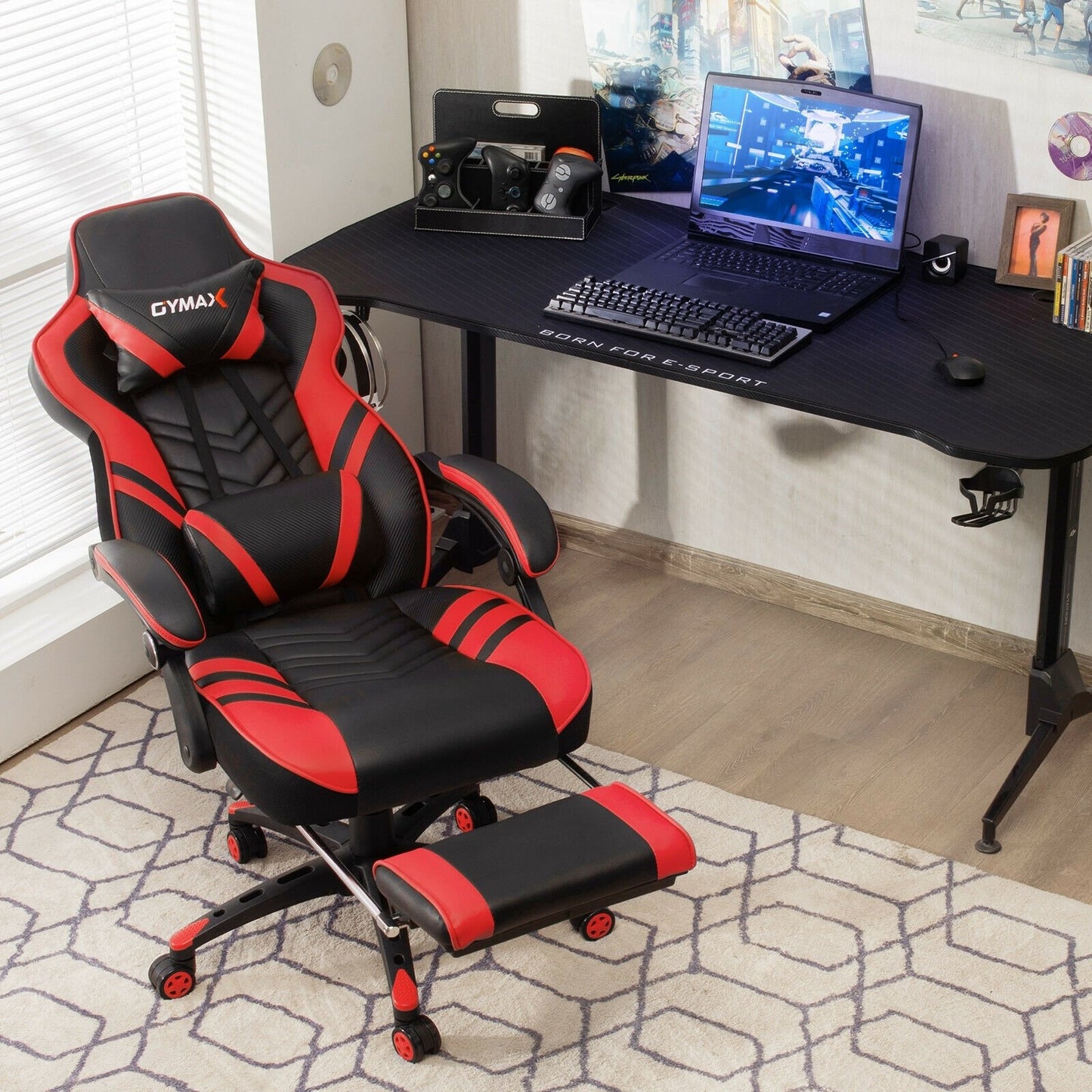 Adjustable Gaming Chair with Footrest for Home Office, Red at Gallery Canada