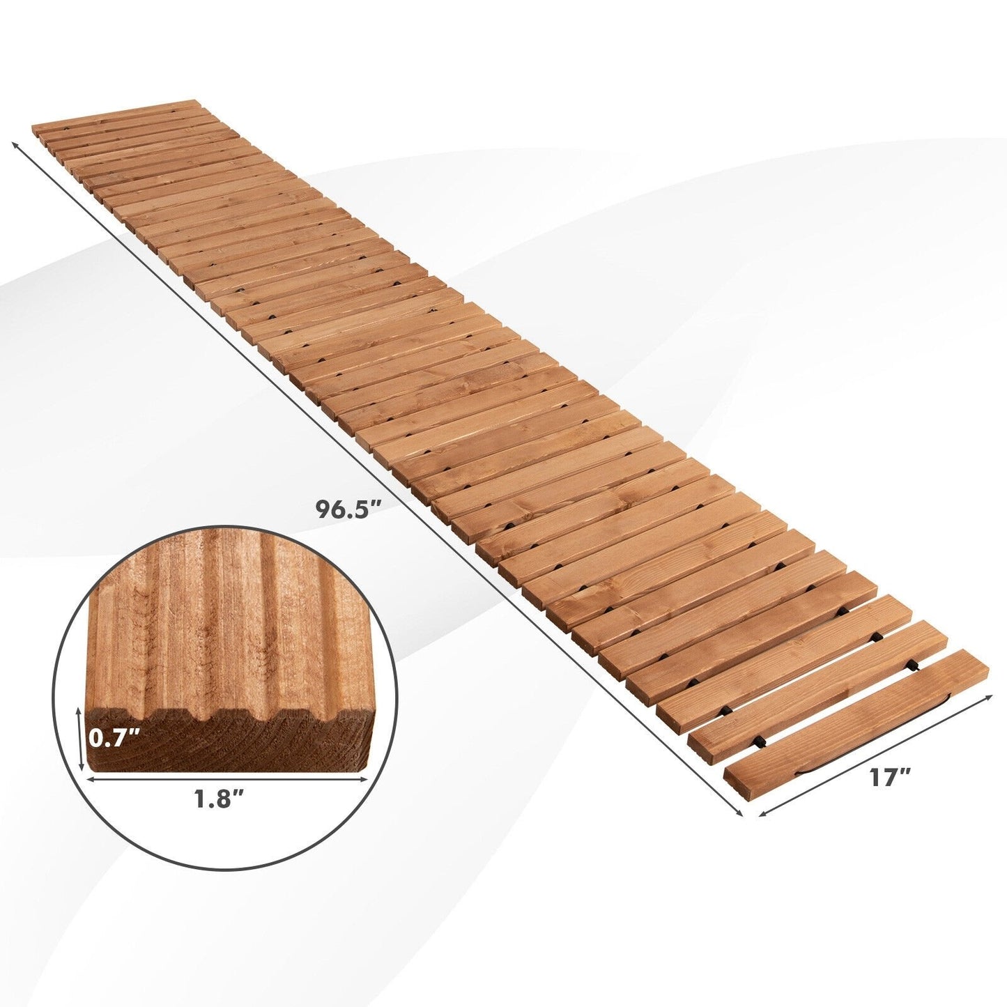 8 Feet Roll-out Weather-Resistant Patio Hardwood Pathway-17", Brown at Gallery Canada