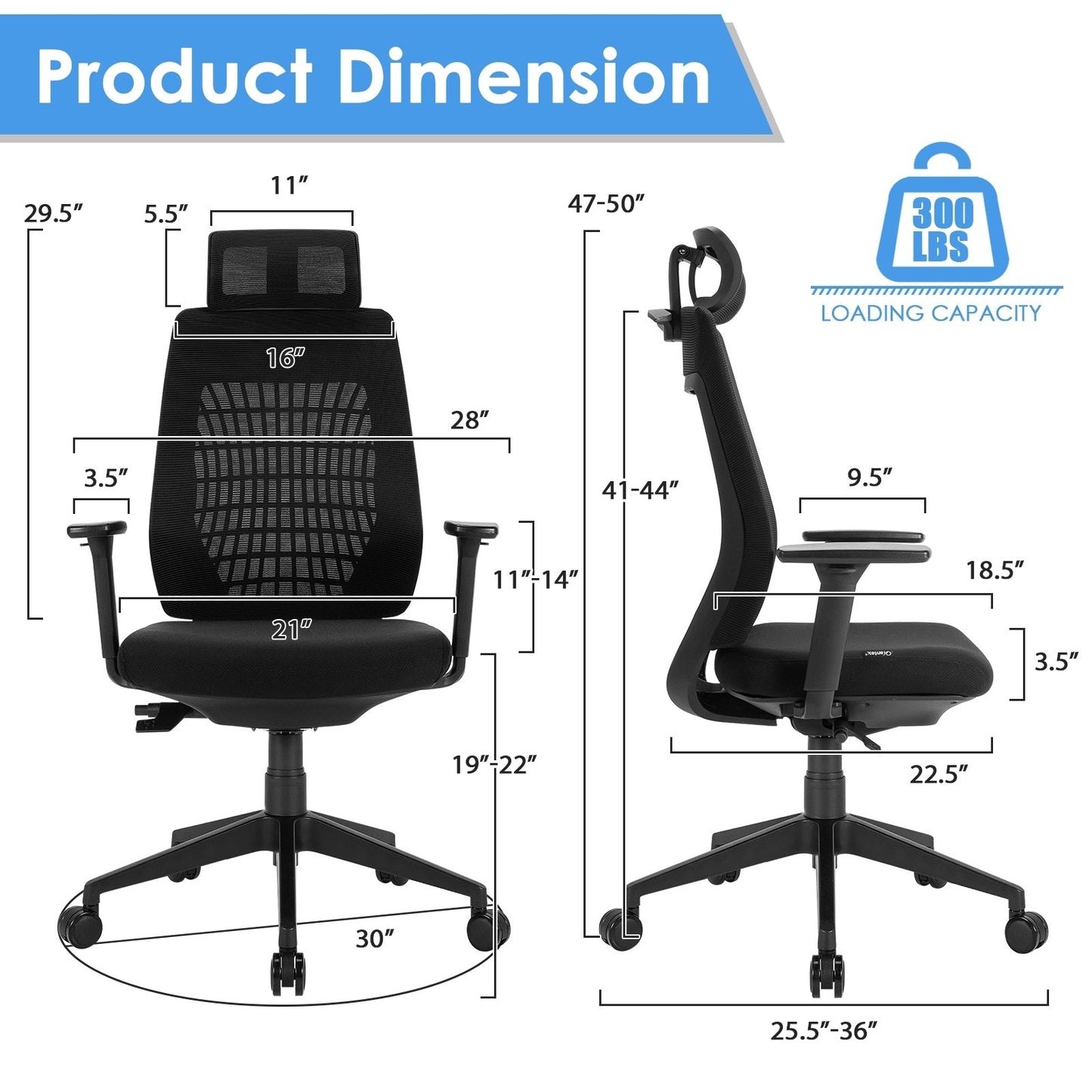 High Back Mesh Office Chair with Clothes Hanger, Black - Gallery Canada