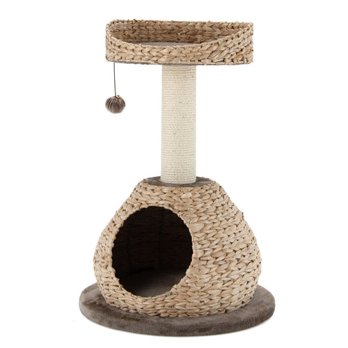 28 Inches Hand-Made Cat Tree Tower, Jump Platform, Coffee