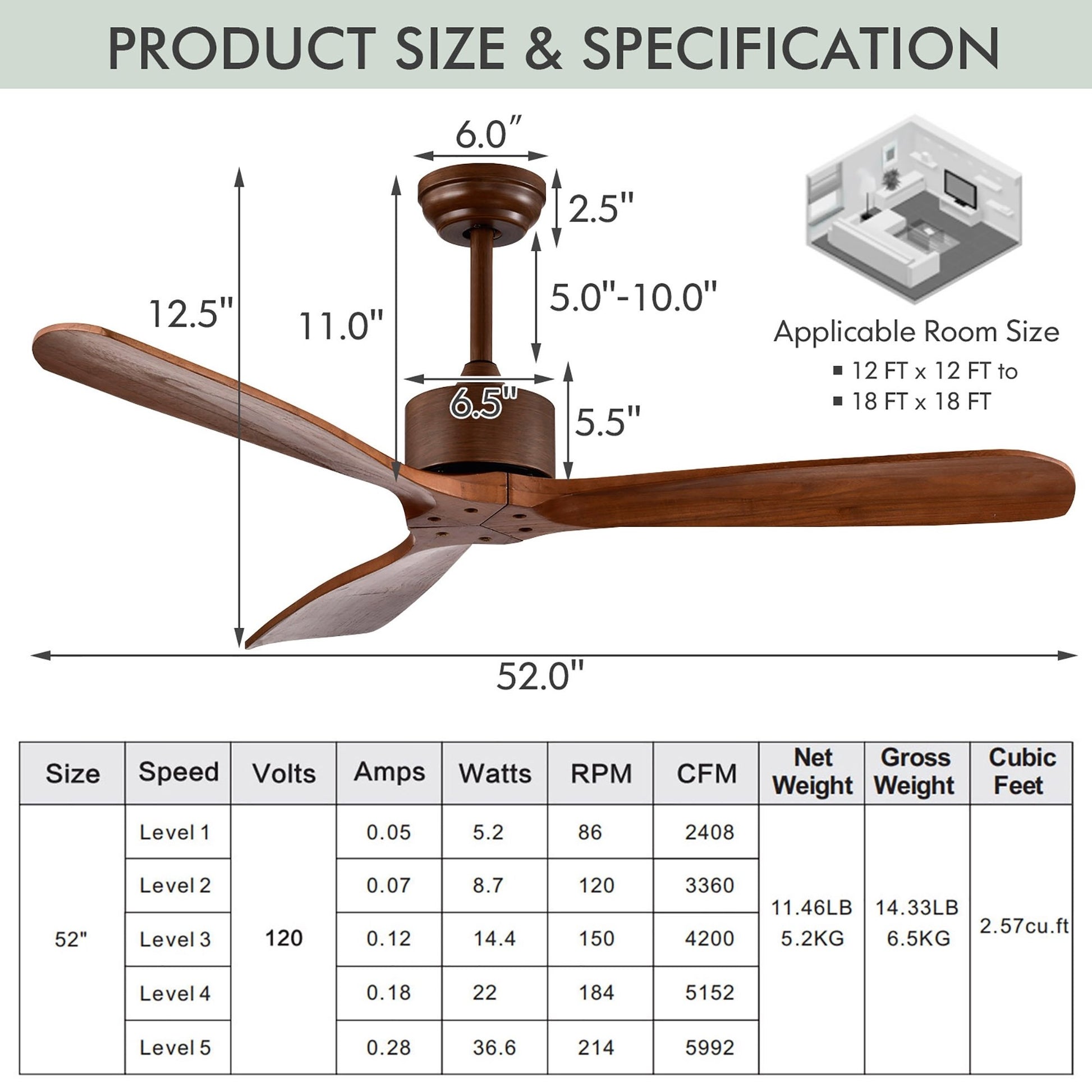 52 Inch Modern Ceiling Fan Indoor Outdoor Brushed Nickel Finish with Remote, Brown at Gallery Canada