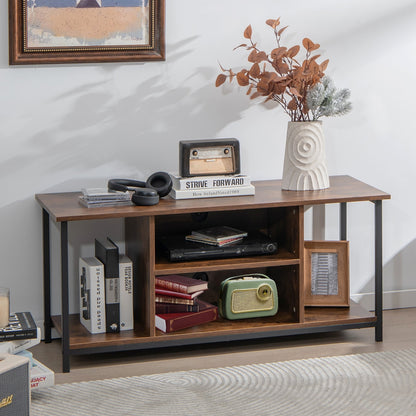 Mid-Century TV stand Media Console Table with Adjustable Shelf, Rustic Brown - Gallery Canada