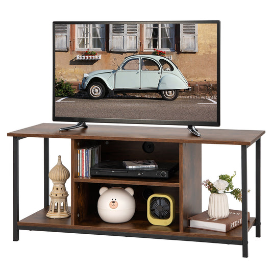 Mid-Century TV stand Media Console Table with Adjustable Shelf, Rustic Brown at Gallery Canada