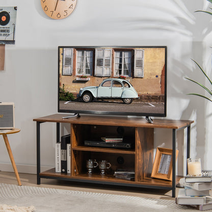 Mid-Century TV stand Media Console Table with Adjustable Shelf, Rustic Brown - Gallery Canada