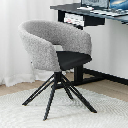 Modern Swivel Accent Chair Armchair with Sherpa Covered Back PU Seat and Steel Legs, Black at Gallery Canada