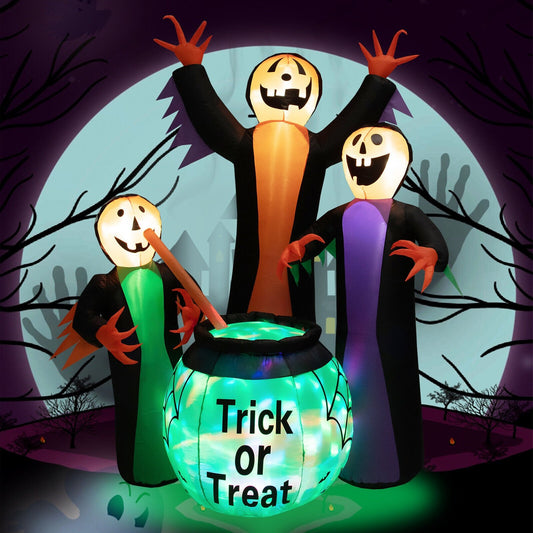 8 Feet Halloween Inflatable Witch Decor with Bright LED Lights, Multicolor - Gallery Canada
