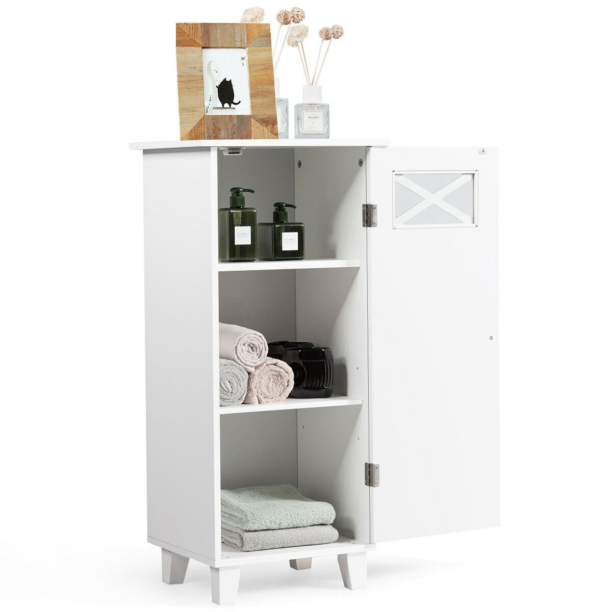 Bathroom Cabinet Free Standing Storage Side Table Organizer, White - Gallery Canada