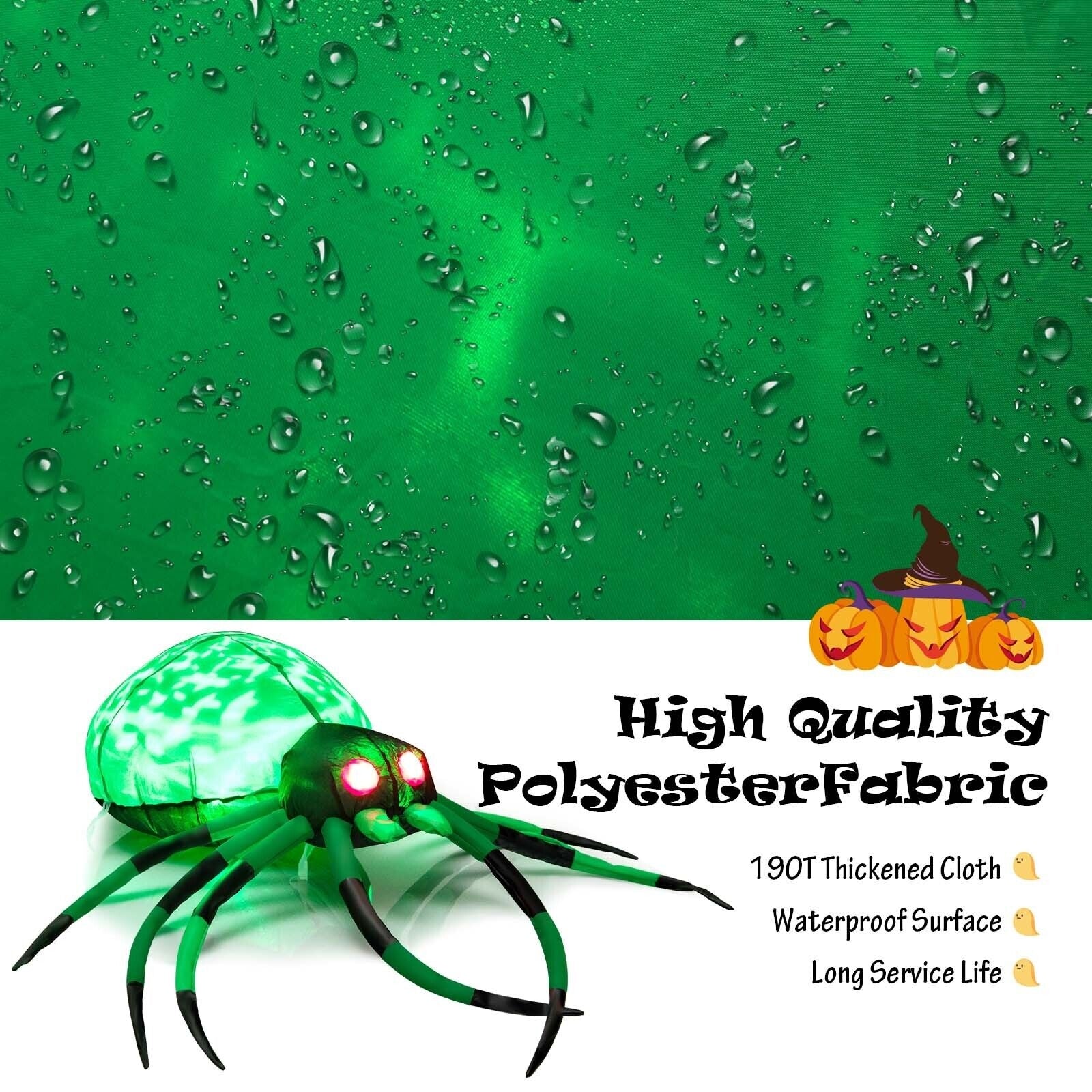 5 Feet Halloween Inflatable Spider With Cobweb, LEDs, Green Halloween at Gallery Canada