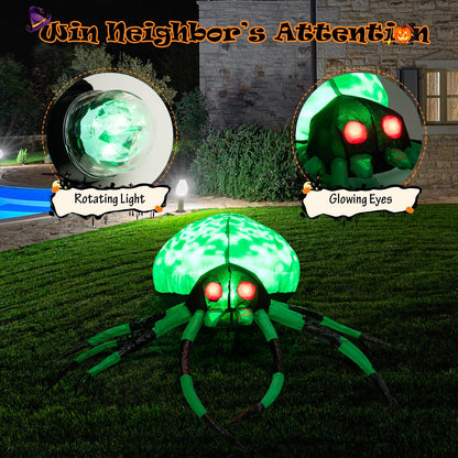 5 Feet Halloween Inflatable Spider With Cobweb, LEDs, Green Halloween at Gallery Canada