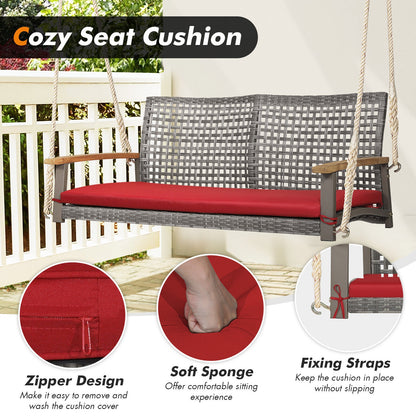 2-Person Patio Wicker Hanging Swing Chair, Red Porch Swings at Gallery Canada