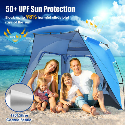 Easy Pop Up Beach Tent UPF 50+ Portable Sun Shelter-Blue for 3-4 Person, Blue Tents at Gallery Canada