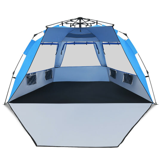 Pop Up Beach Tent, UPF 50+, Portable Sun Shelter, 3-4 Person, Blue Tents Blue at Gallery Canada