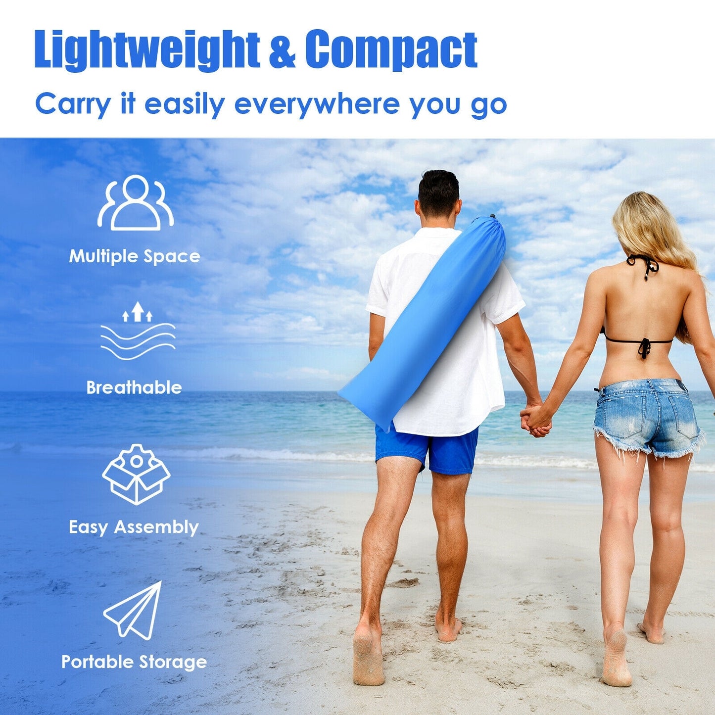 Easy Pop Up Beach Tent UPF 50+ Portable Sun Shelter-Blue for 3-4 Person, Blue Tents at Gallery Canada