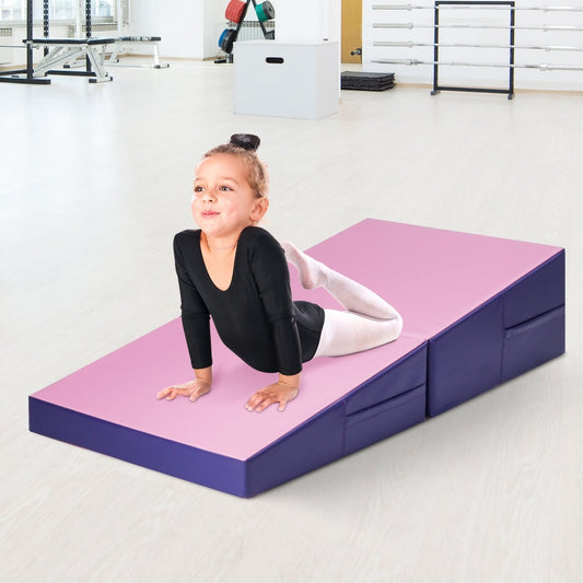 Tumbling Incline Gymnastics Exercise Folding Wedge Ramp Mat, Pink - Gallery Canada