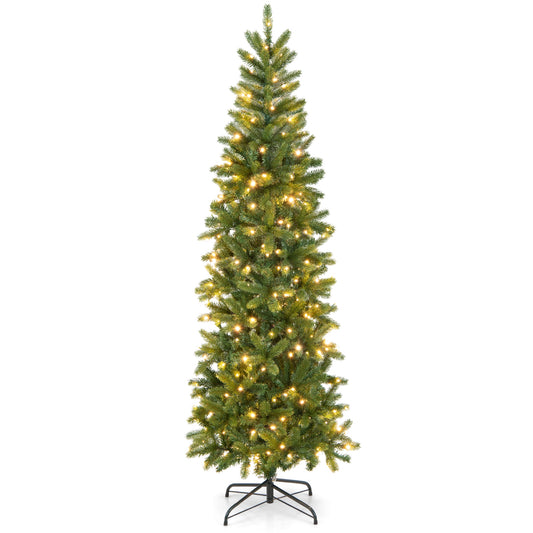 6 Feet Pre-Lit Artificial Christmas Tree, 648 PVC PE Branch Tips, Green