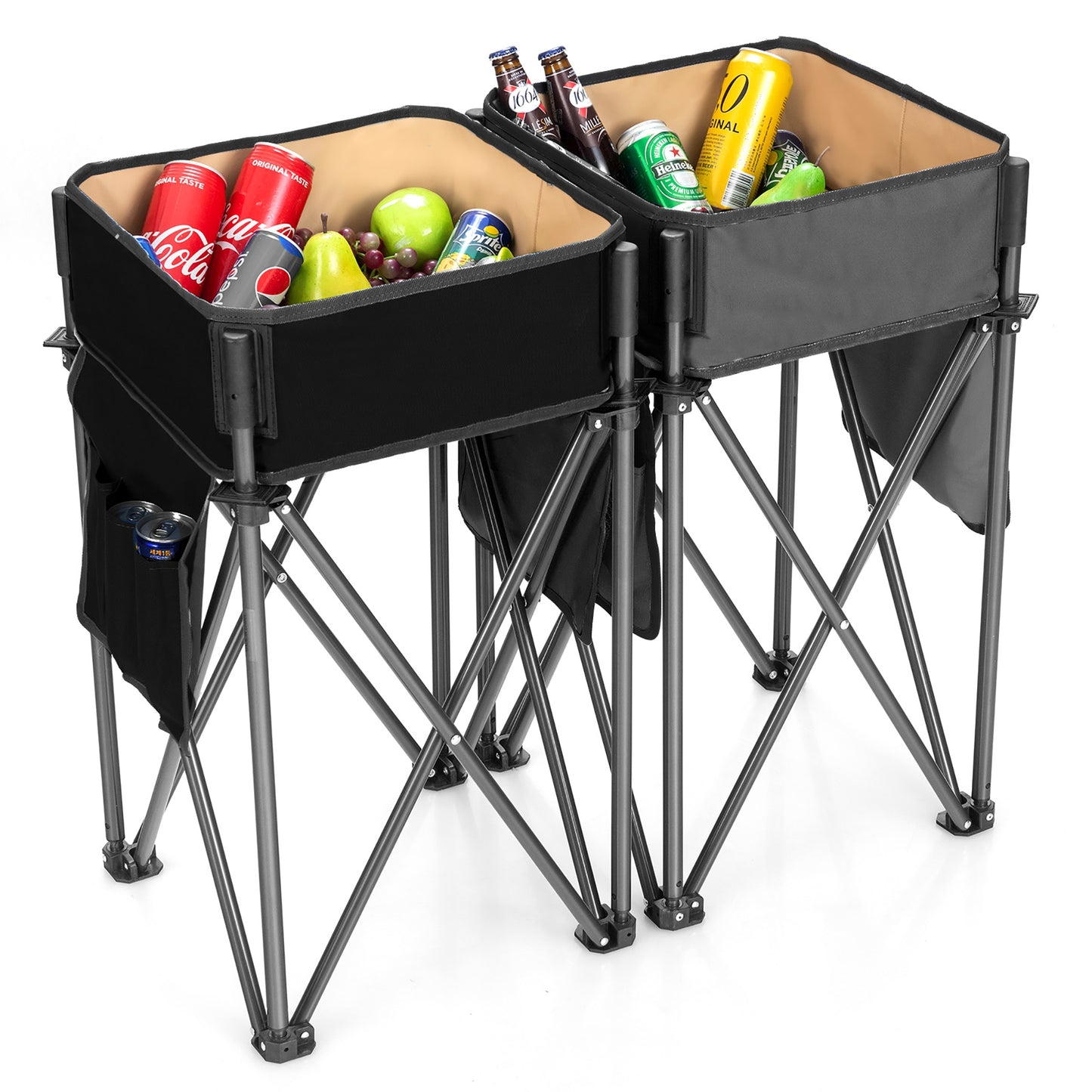 2 Pieces Folding Camping Tables with Large Capacity Storage Sink for Picnic, Black Camping Furniture at Gallery Canada